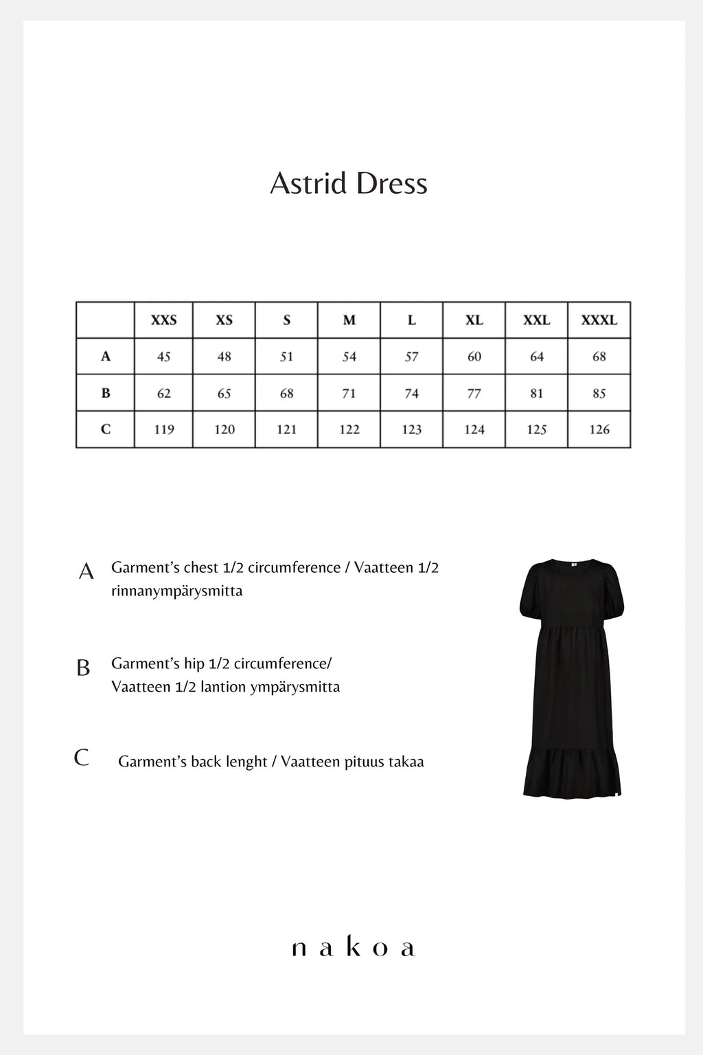 Nakoa -naisten pellavamekko.Astrid Dress,Black