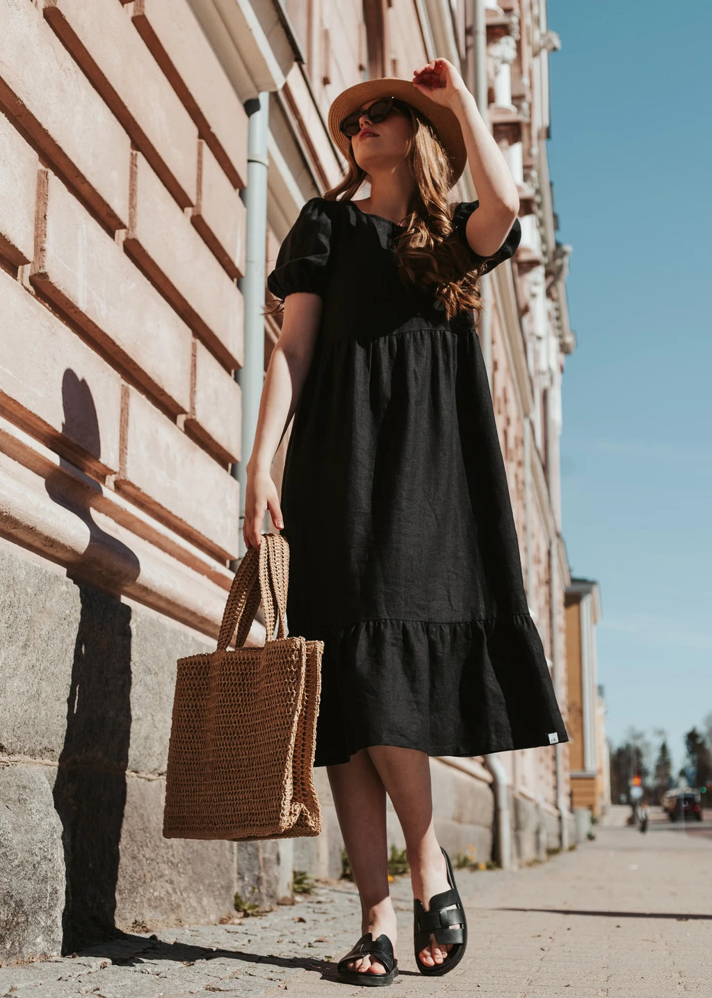 Nakoa -naisten pellavamekko.Astrid Dress,Black